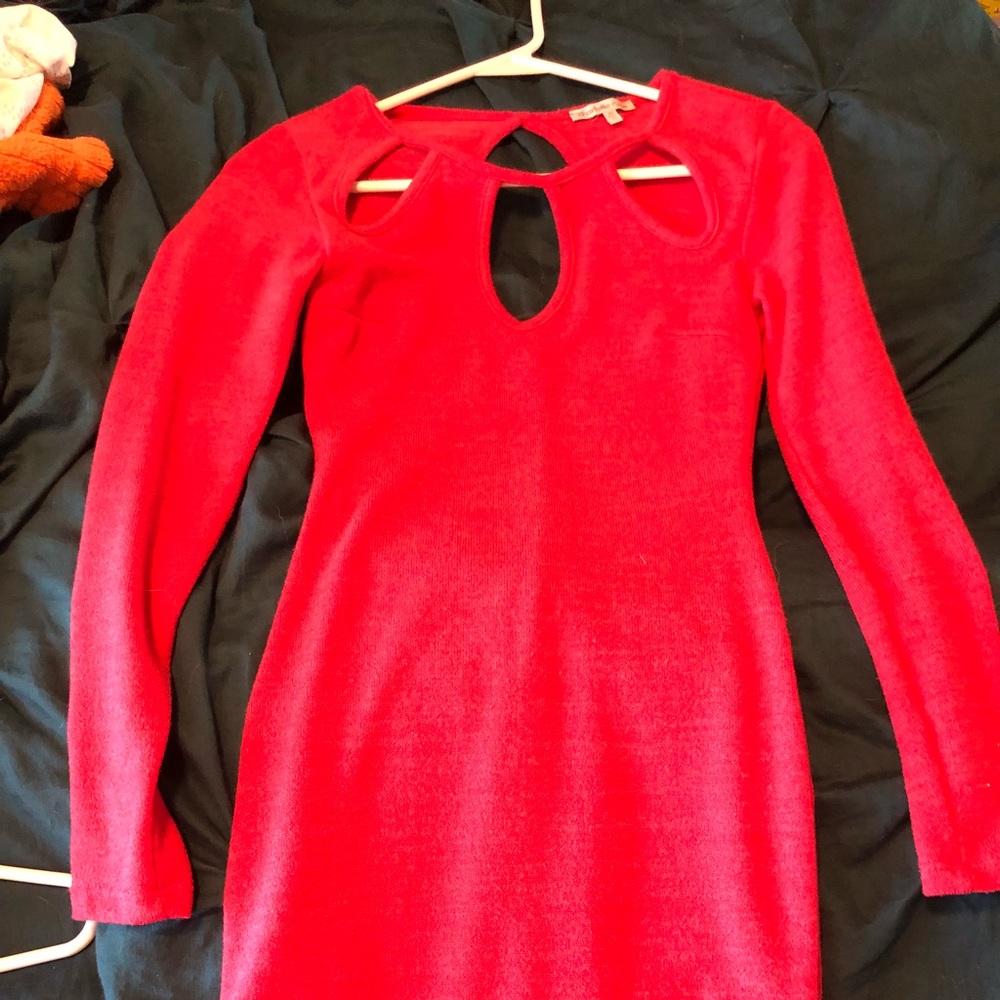 Pink long sleeve mini dress